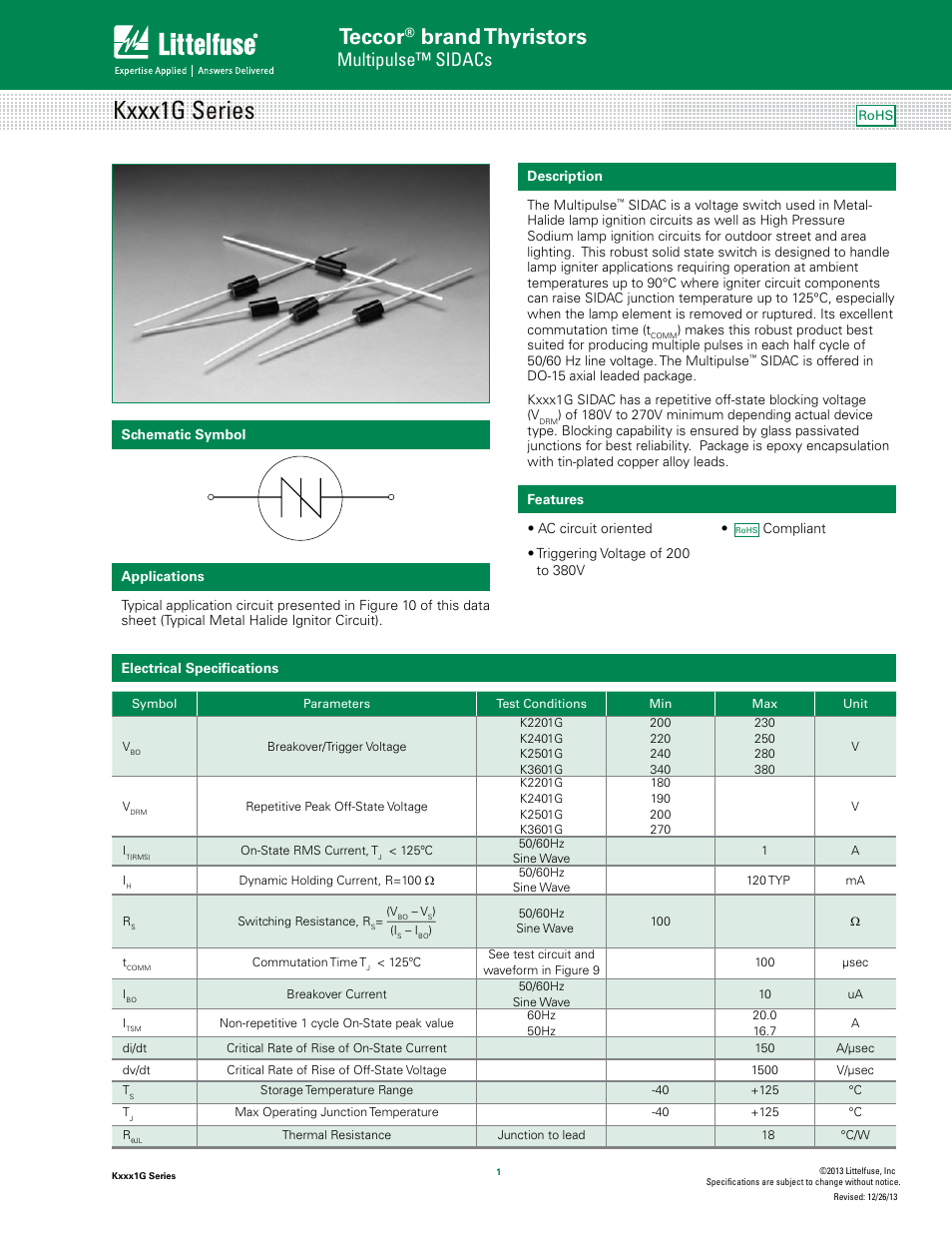 Littelfuse Kxxx1G Series User Manual | 6 pages