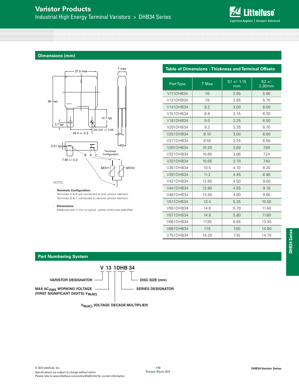 Varistor products | Littelfuse DHB34 Varistor Series User Manual | Page 5 / 5