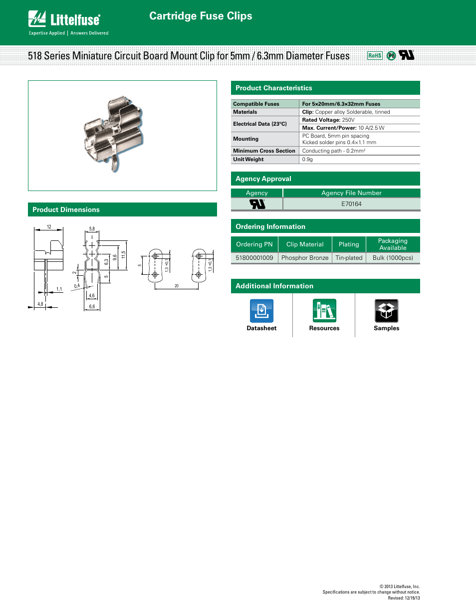 Littelfuse 518 Series User Manual | 1 page