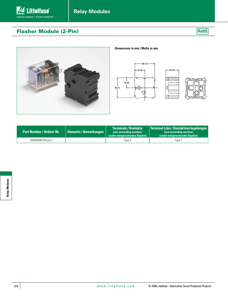 Littelfuse 03540508Z Series User Manual | 1 page