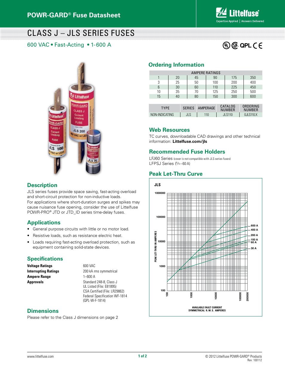 Littelfuse JLS Series User Manual | 2 pages