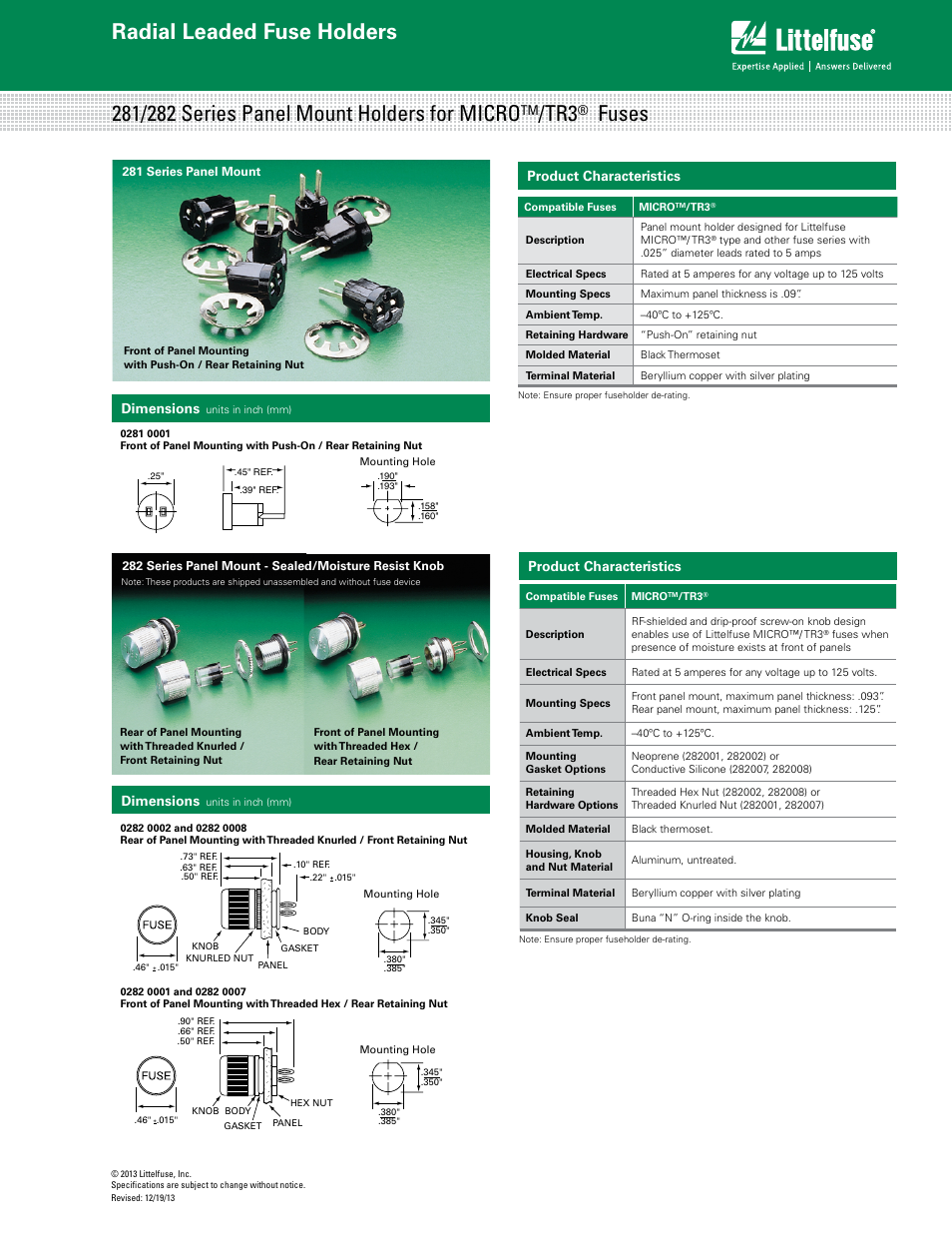 Littelfuse 281_282 Series User Manual | 2 pages