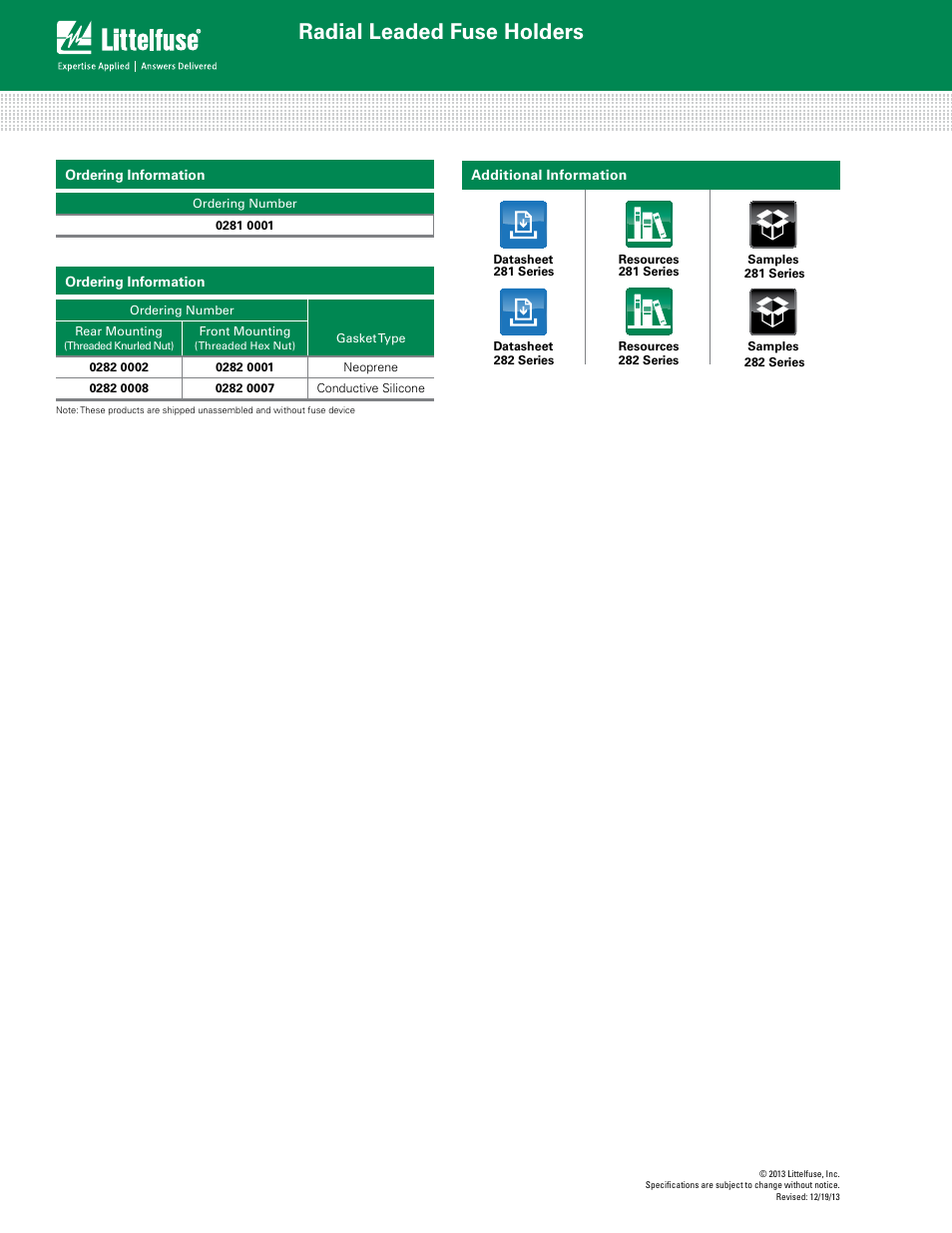 Radial leaded fuse holders | Littelfuse 281_282 Series User Manual | Page 2 / 2