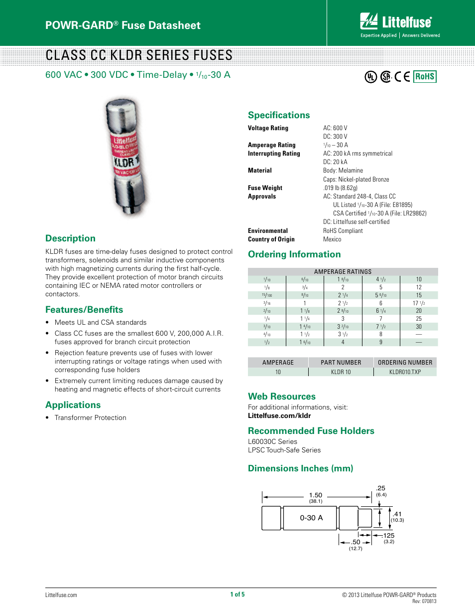 Littelfuse KLDR Series User Manual | 5 pages