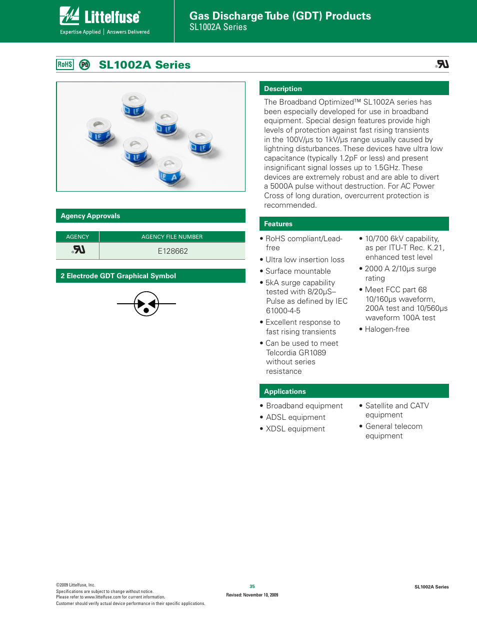 Littelfuse SL1002A Series User Manual | 5 pages