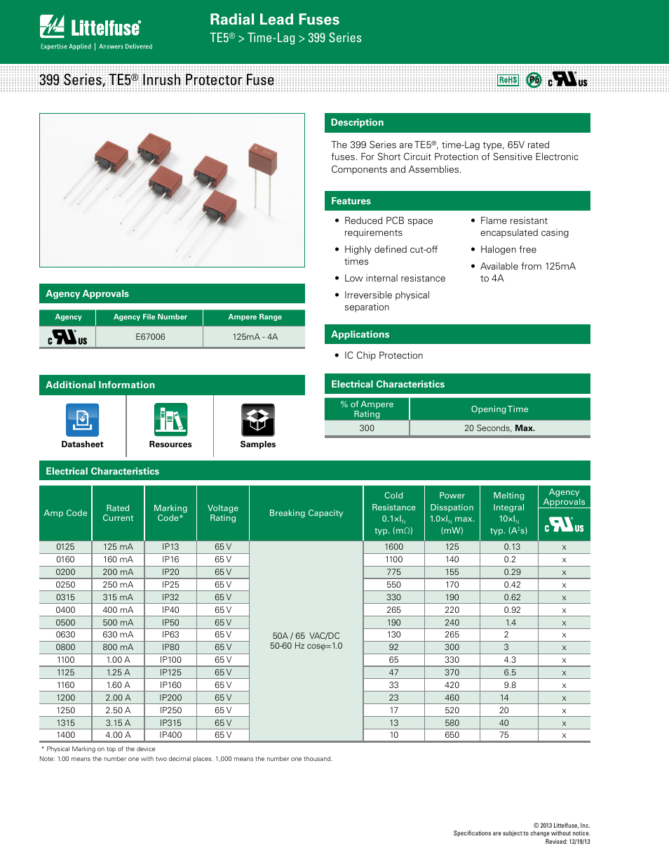 Littelfuse 399 Series User Manual | 3 pages