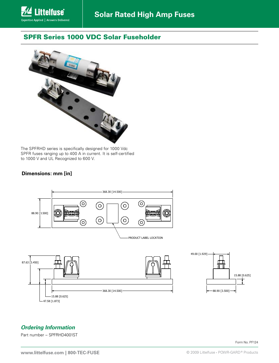 Littelfuse SPFRHV Series User Manual | 1 page