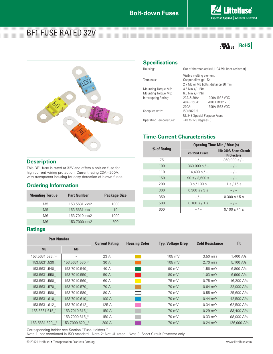 Littelfuse BF1 32V Series User Manual | 2 pages