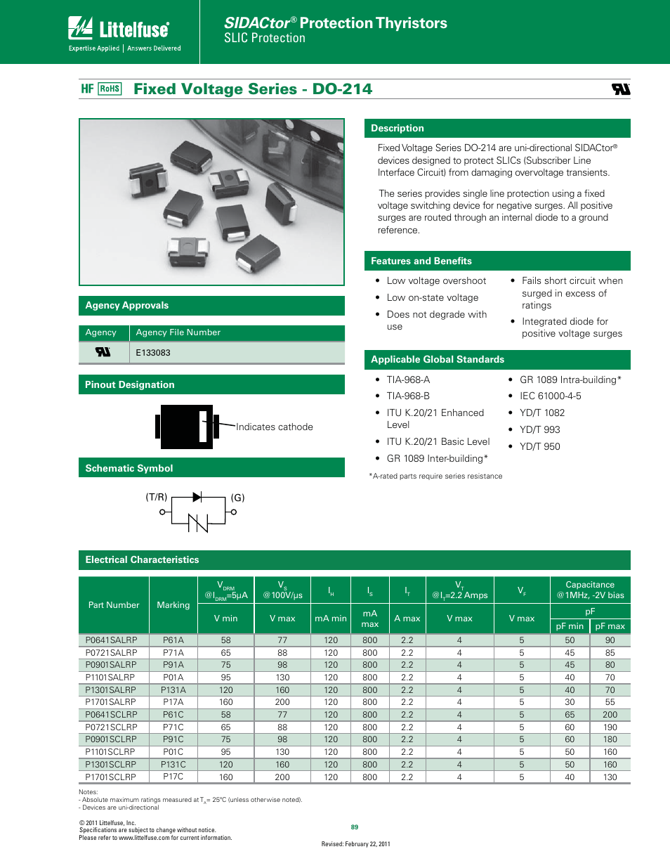 Littelfuse Fixed Voltage Series DO-214 User Manual | 4 pages