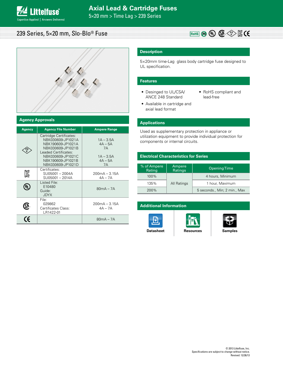 Littelfuse 239 Series User Manual | 4 pages