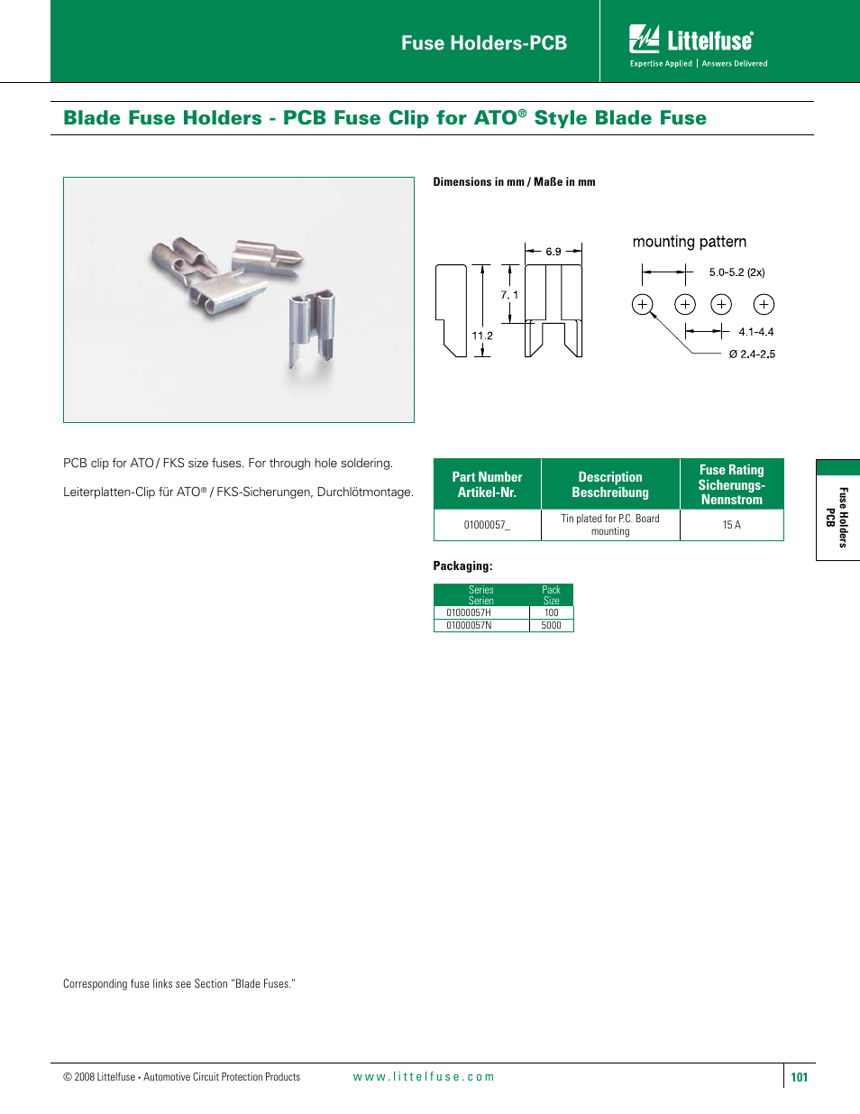 Littelfuse 100_57 Series User Manual | 1 page