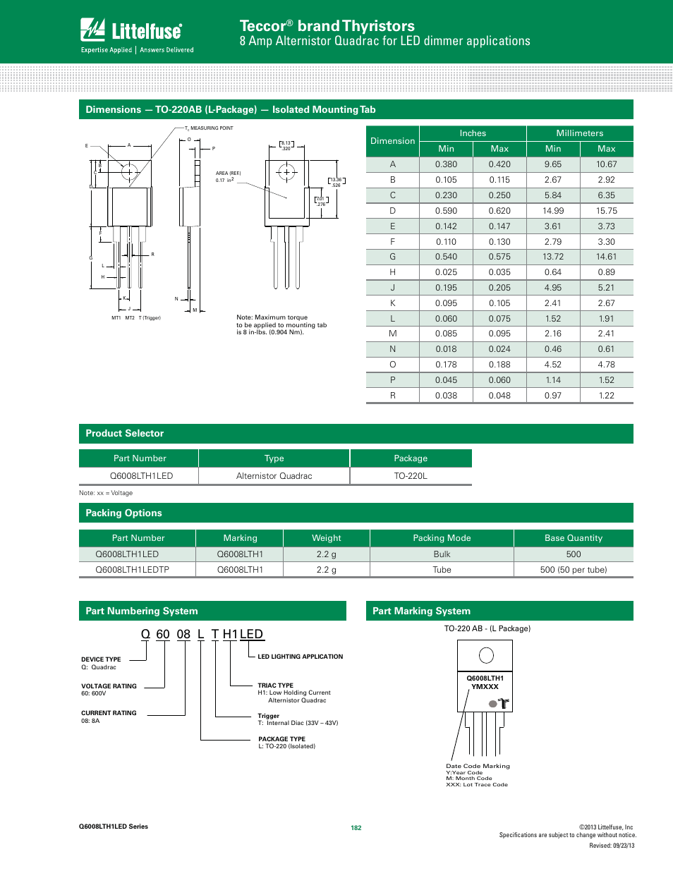Teccor, Brand thyristors | Littelfuse Q6008LTH1LED Series User Manual | Page 6 / 6