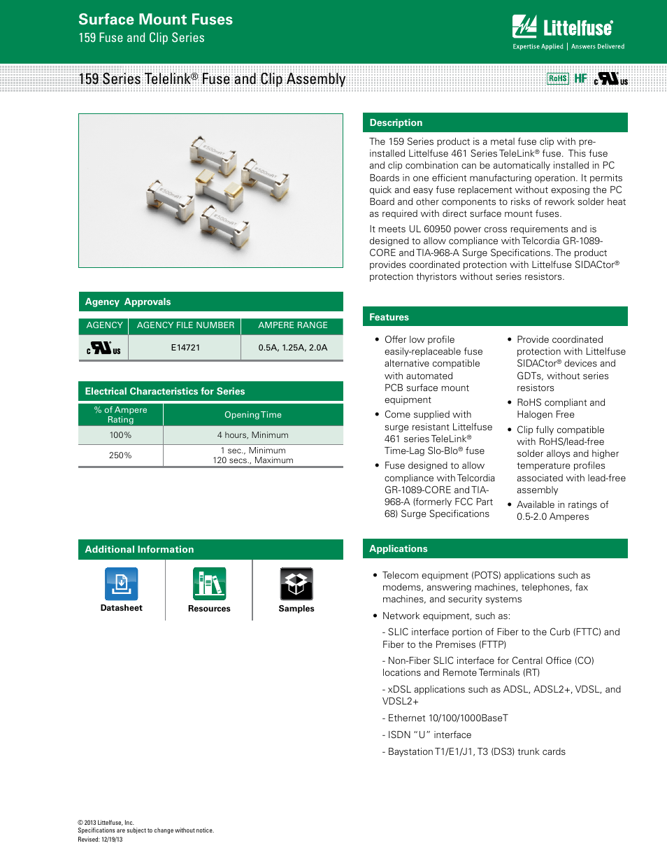 Littelfuse 159 Series User Manual | 4 pages