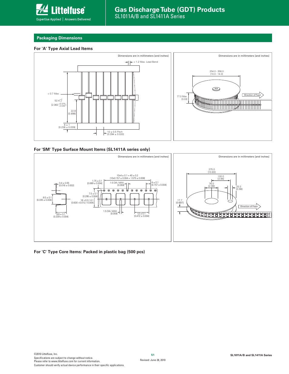 Gas discharge tube (gdt) products | Littelfuse SL1011A Series User Manual | Page 5 / 6