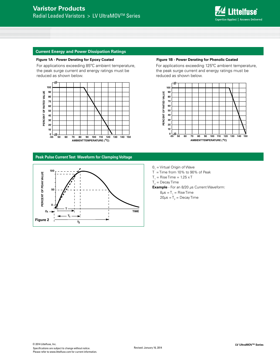 Varistor products, Radial leaded varistors > lv ultramov, Series | Lv ultramo v | Littelfuse LV UltraMOV Varistor Series User Manual | Page 3 / 9