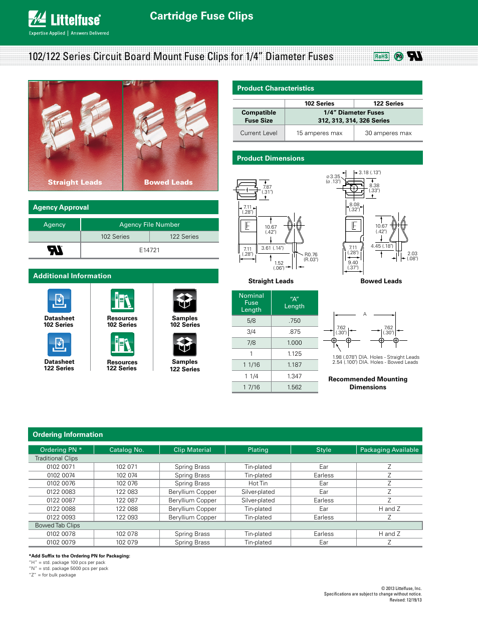 Littelfuse 122 Series User Manual | 1 page