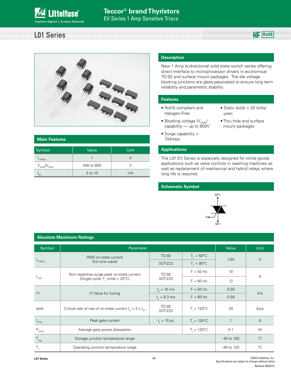 Littelfuse L01 Series User Manual | 8 pages
