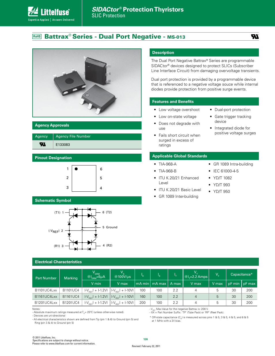 Littelfuse Battrax Series MS-013 Dual Port Negative User Manual | 4 pages