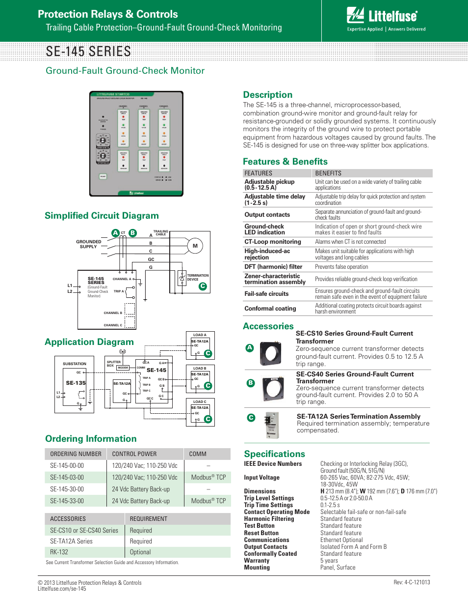 Littelfuse SE-145 Series User Manual | 1 page