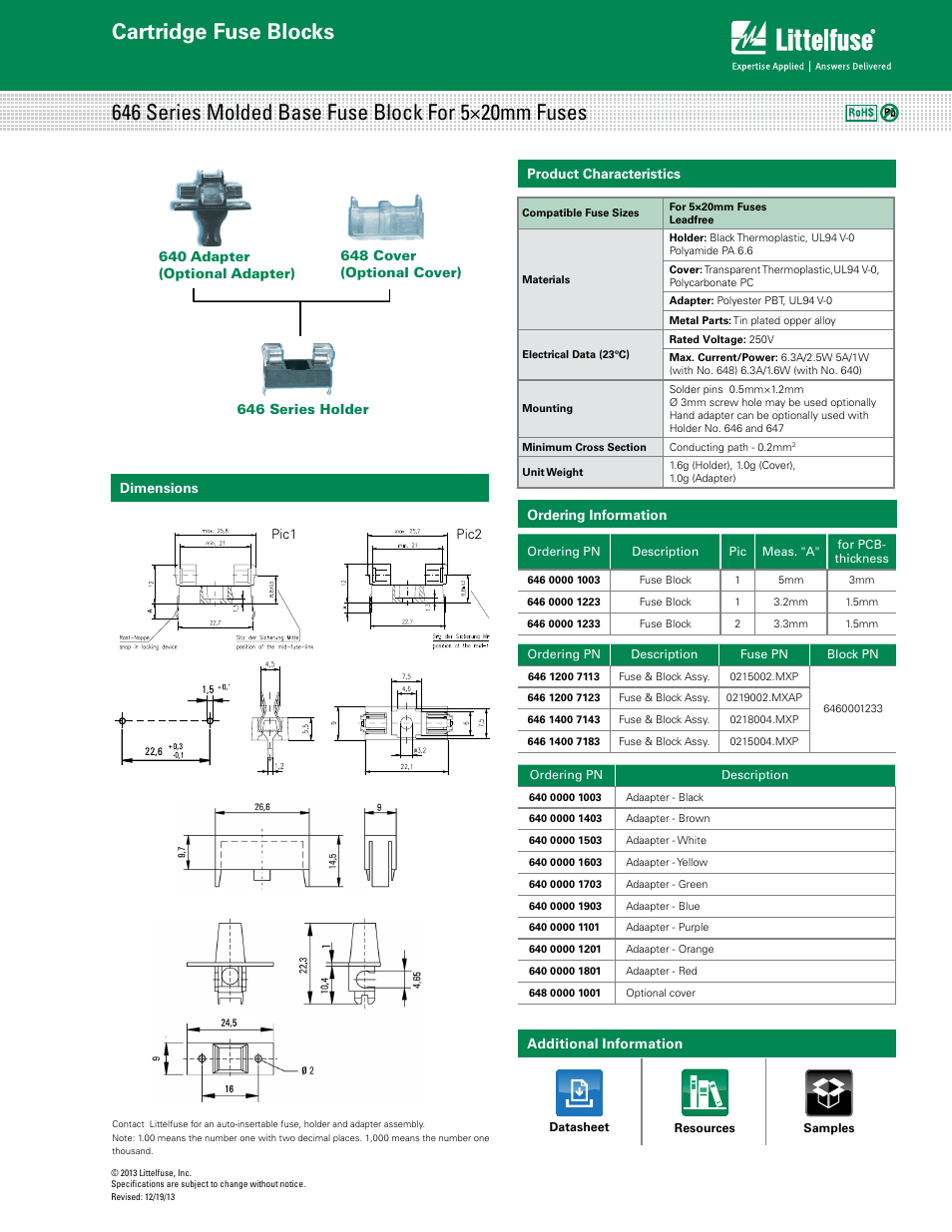 Littelfuse 646 Series User Manual | 1 page