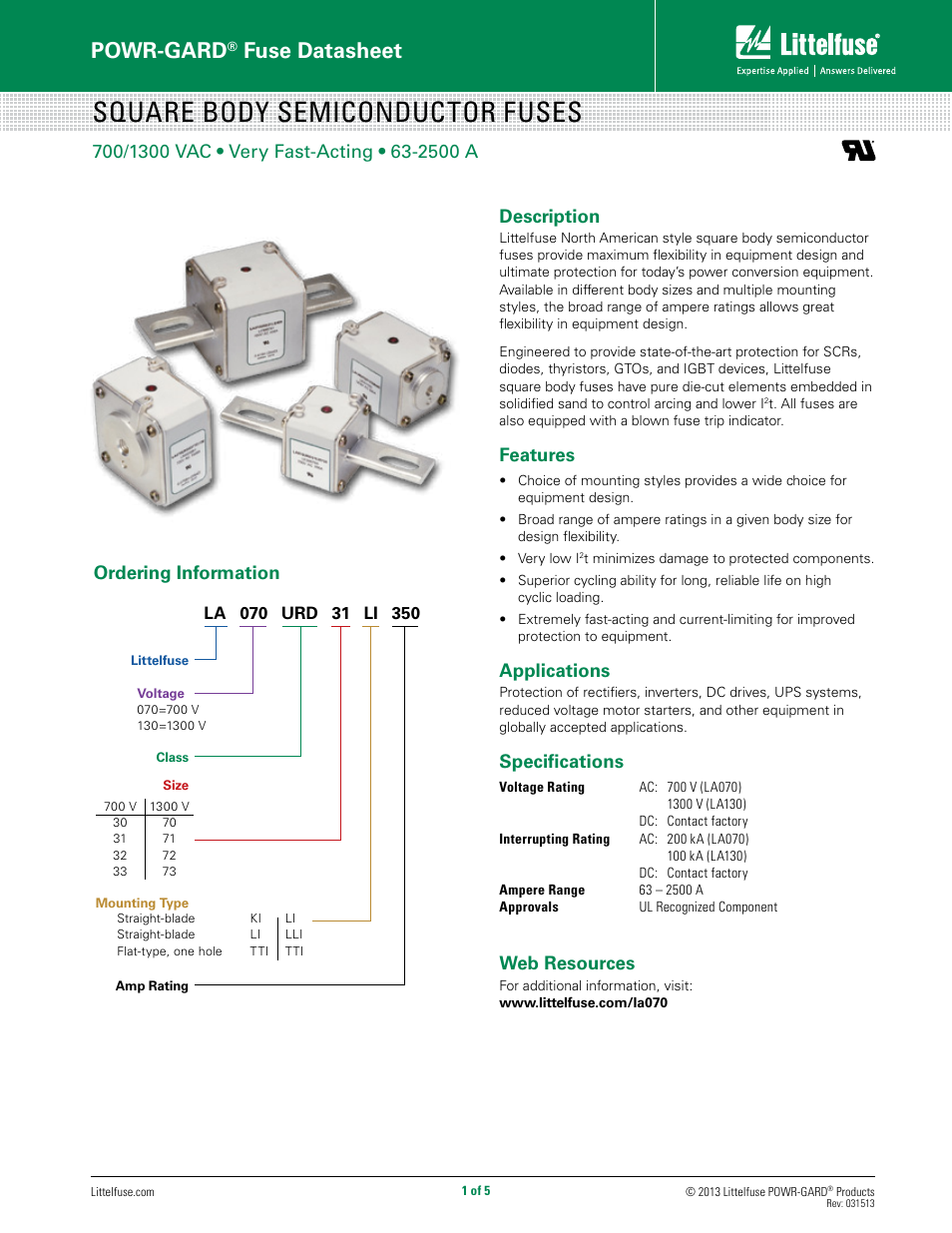 Littelfuse LAxxxURD Series Square body User Manual | 5 pages