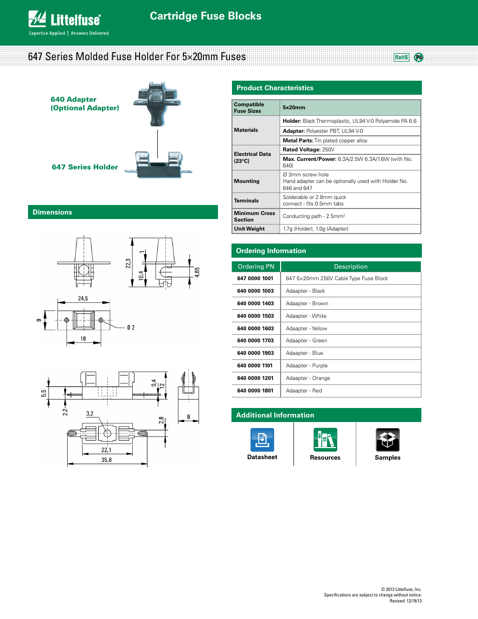 Littelfuse 647 Series User Manual | 1 page