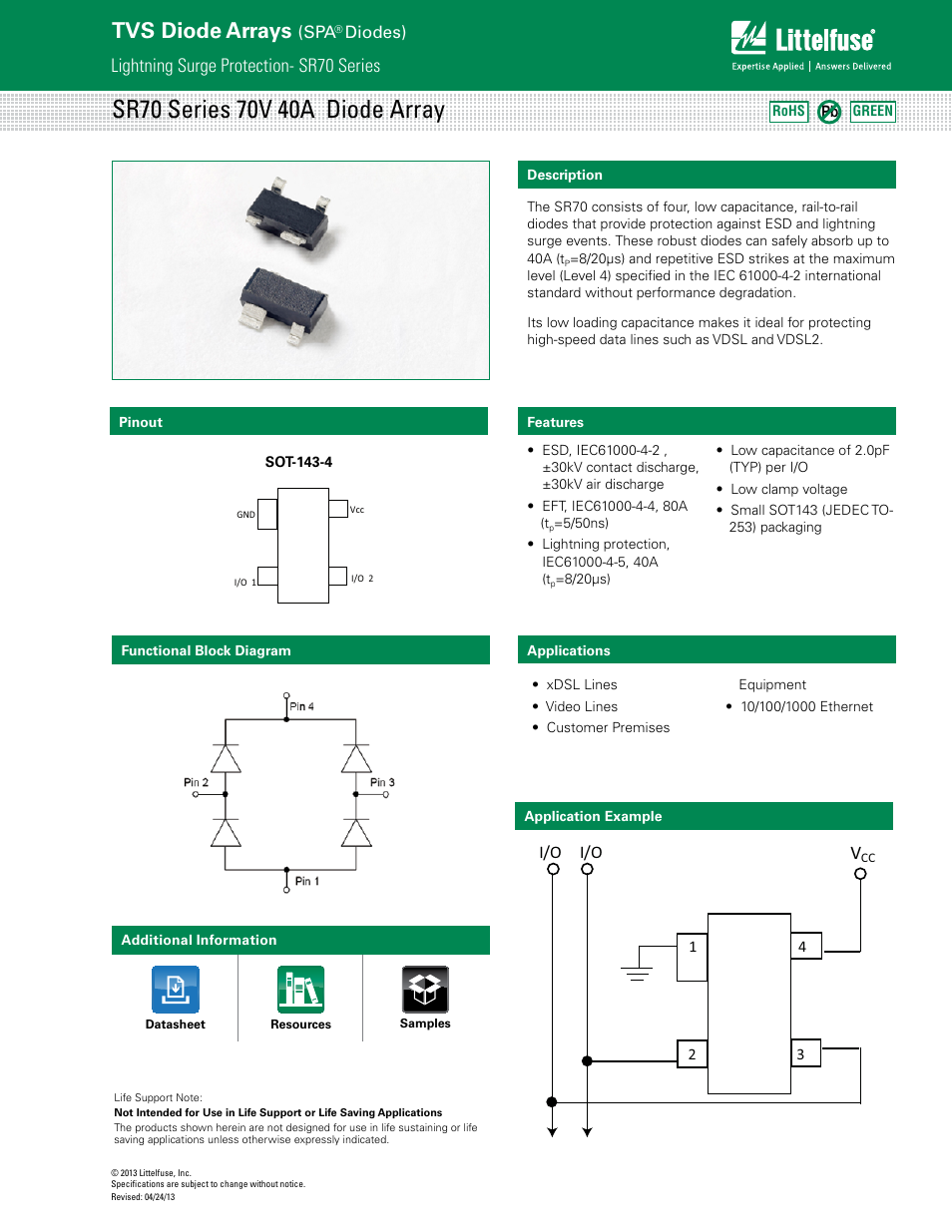 Littelfuse SR70 Series User Manual | 4 pages