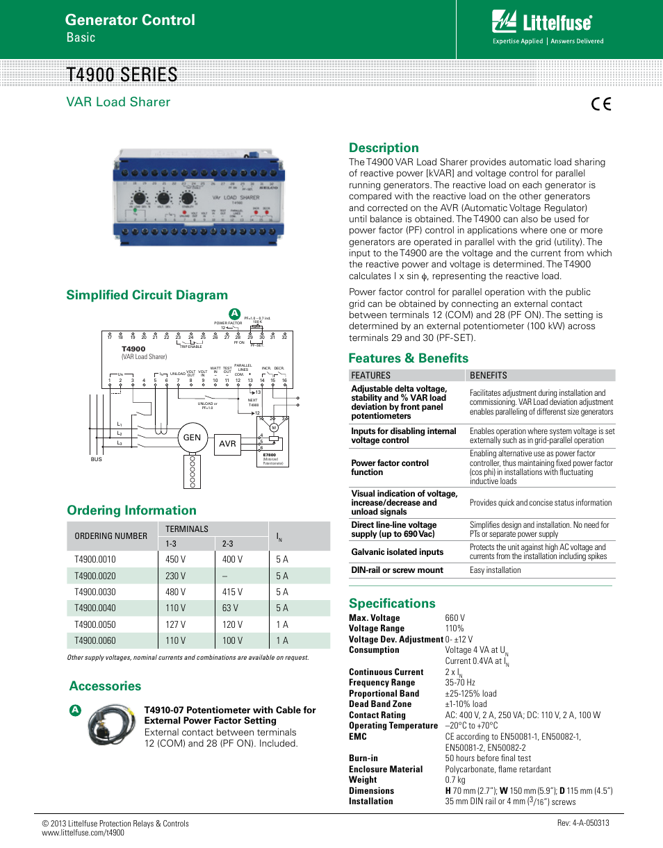 Littelfuse T4900 Series User Manual | 1 page