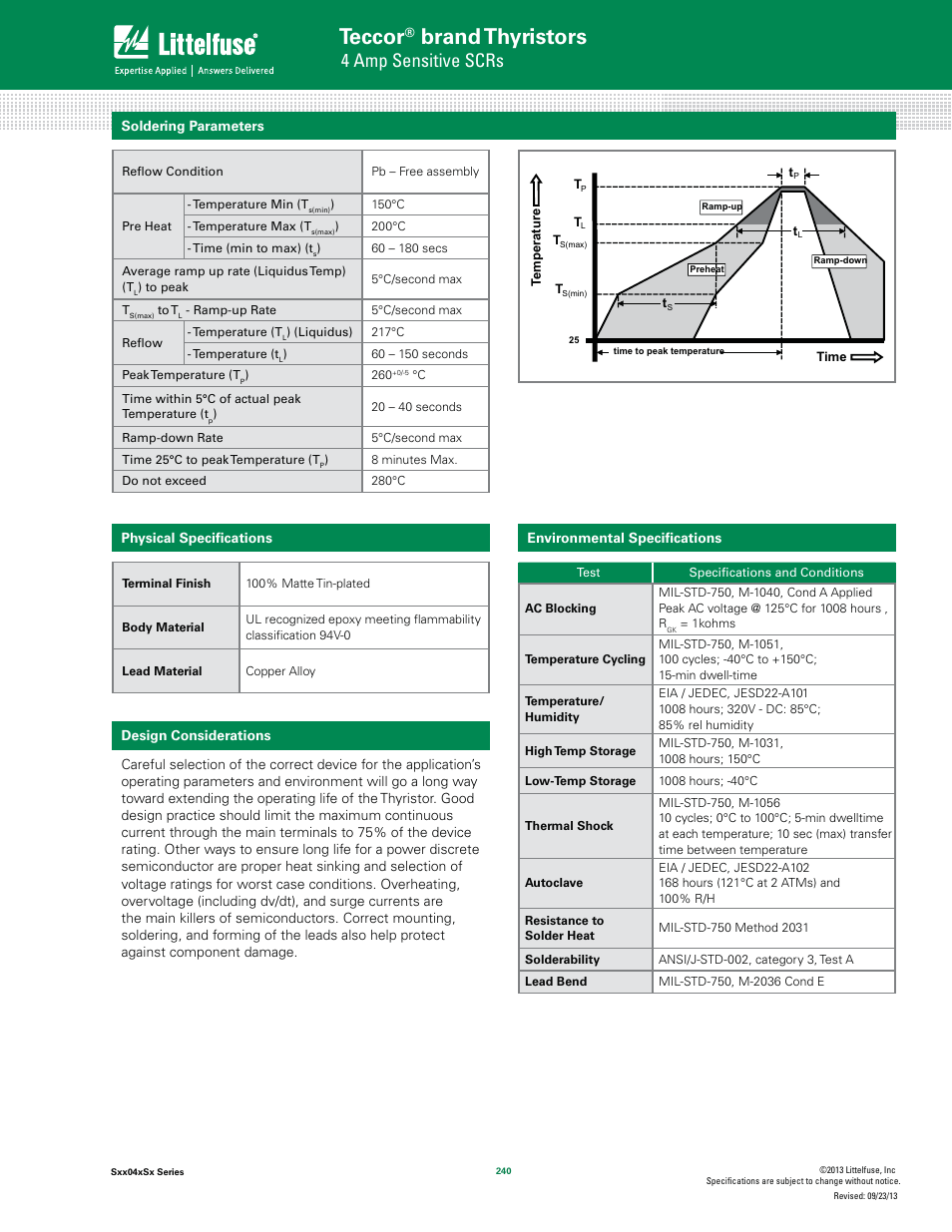 Teccor, Brand thyristors, 4 amp sensitive scrs | Littelfuse Sxx04xSx Series User Manual | Page 6 / 8