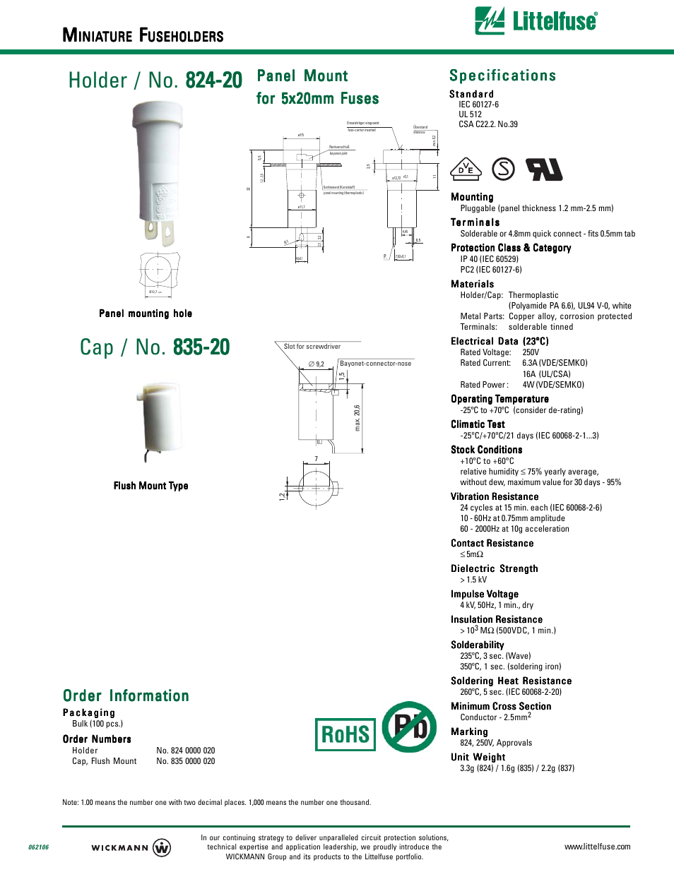Littelfuse 835-20 Series User Manual | 1 page