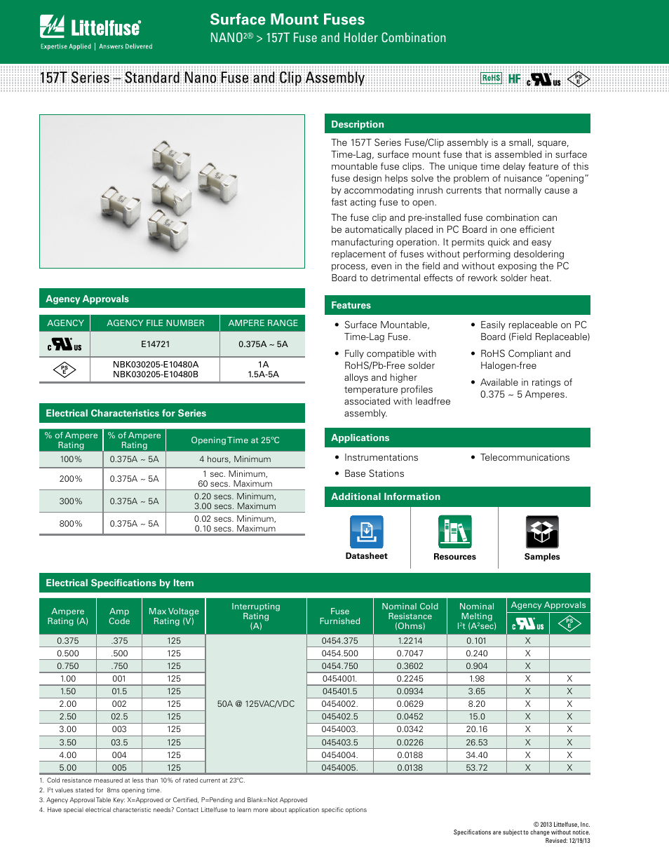 Littelfuse 157T Series User Manual | 3 pages