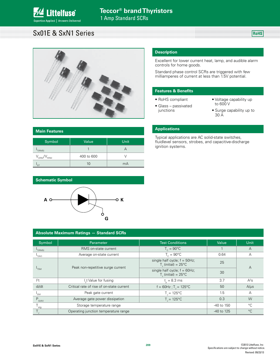 Littelfuse SxN1 Series User Manual | 9 pages