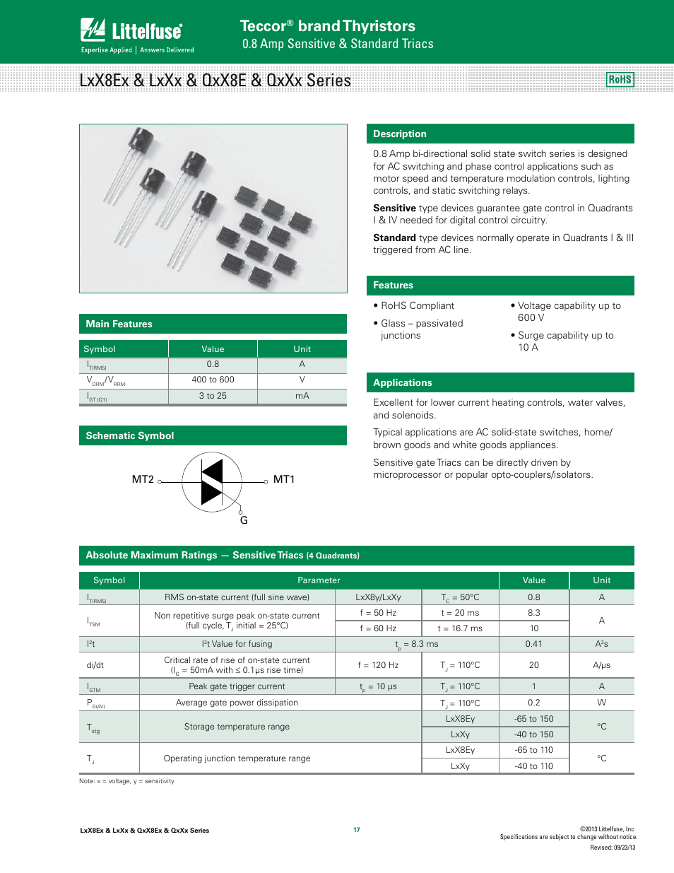 Littelfuse QxXx Series User Manual | 9 pages