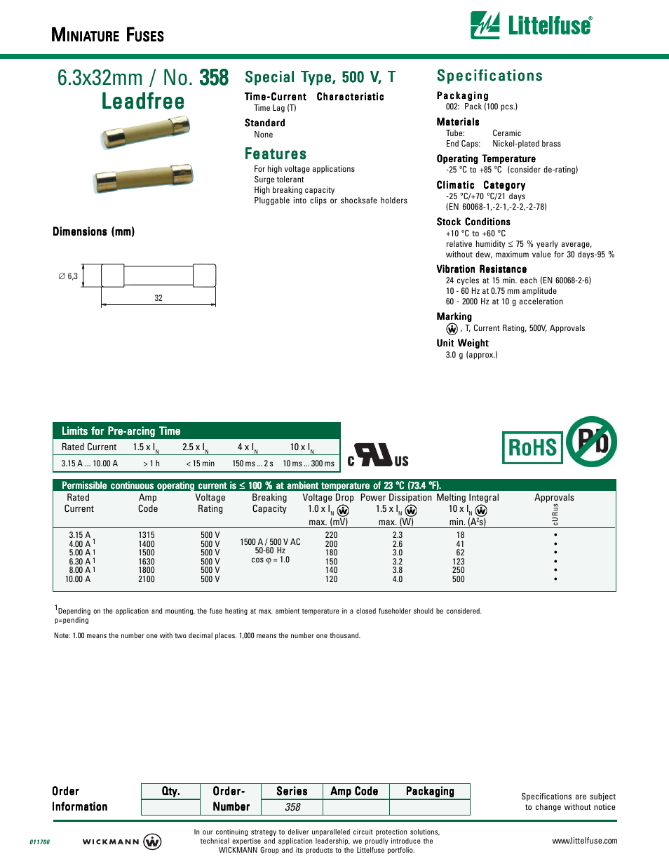 Littelfuse 358 User Manual | 2 pages