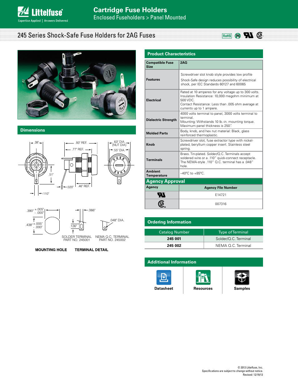 Littelfuse 245 Series User Manual | 1 page