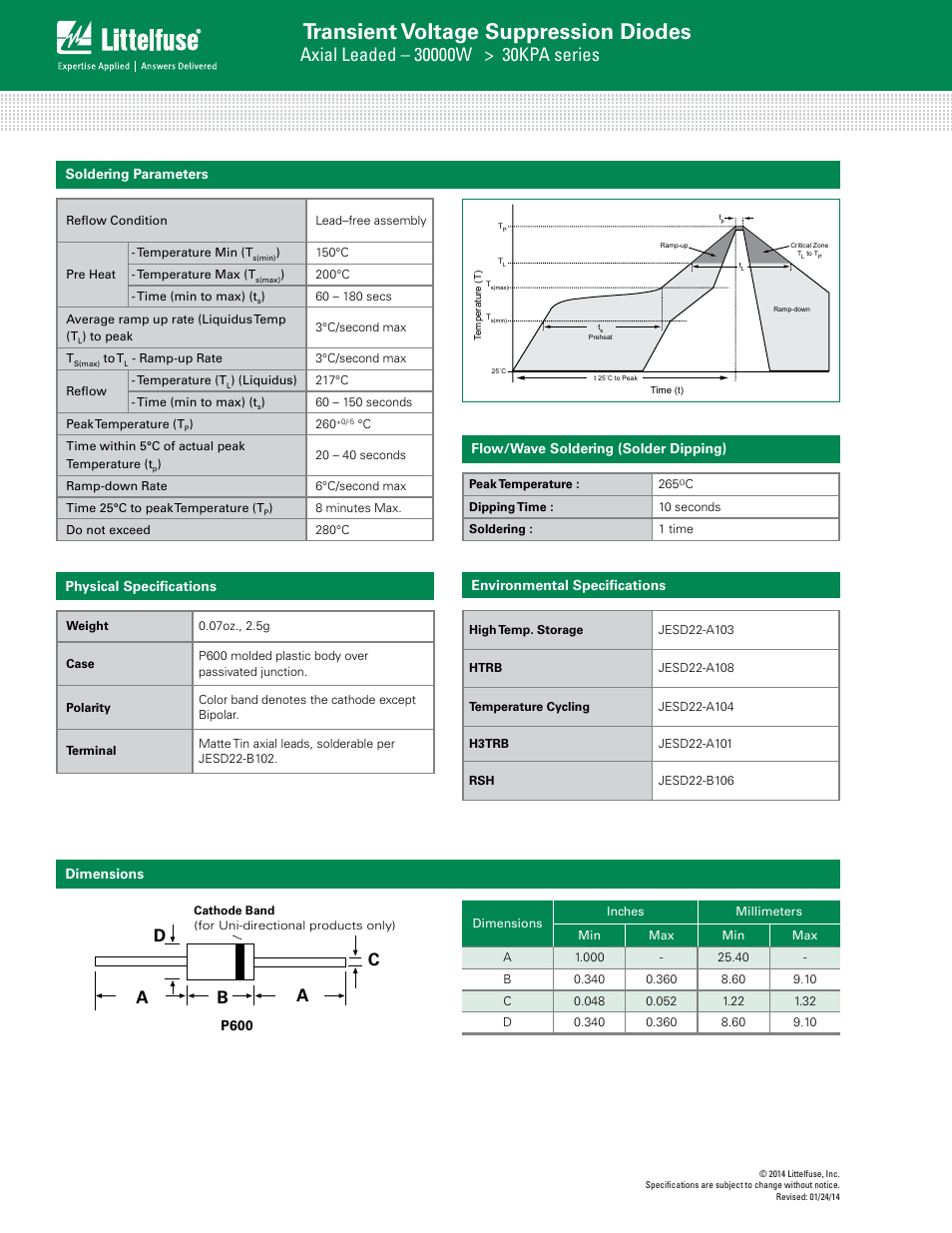 Transient voltage suppression diodes, Da a c b | Littelfuse 30KPA Series User Manual | Page 5 / 6