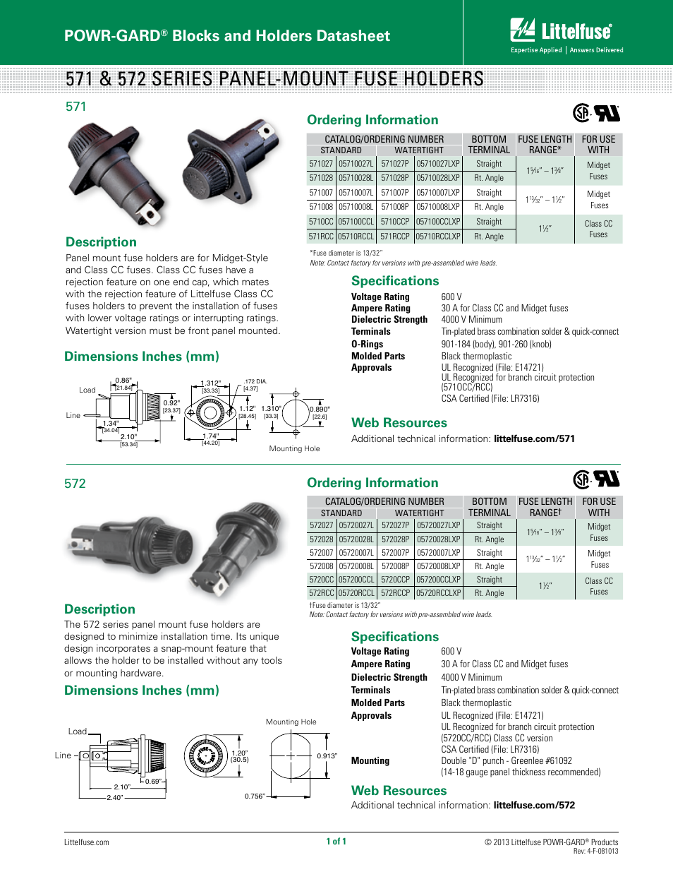 Littelfuse 572 Series User Manual | 1 page
