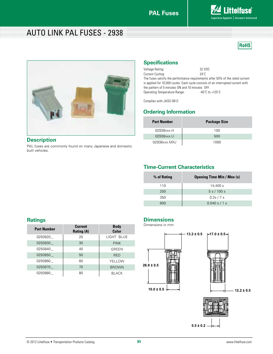 Littelfuse 2938 Series User Manual | 1 page