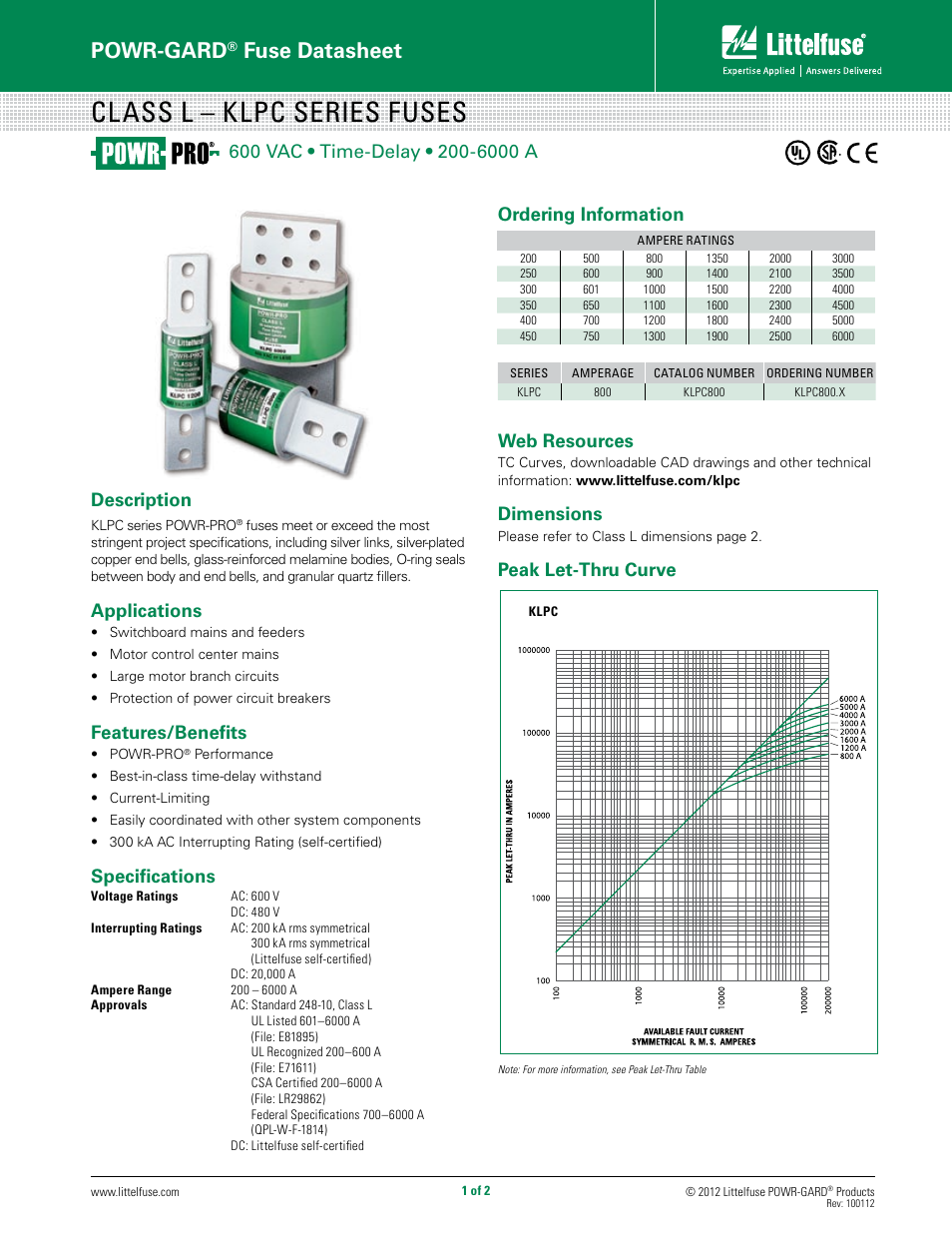 Littelfuse KLPC Series User Manual | 2 pages