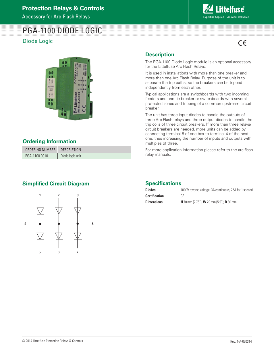 Littelfuse PGA-1100_D1100 Series User Manual | 1 page