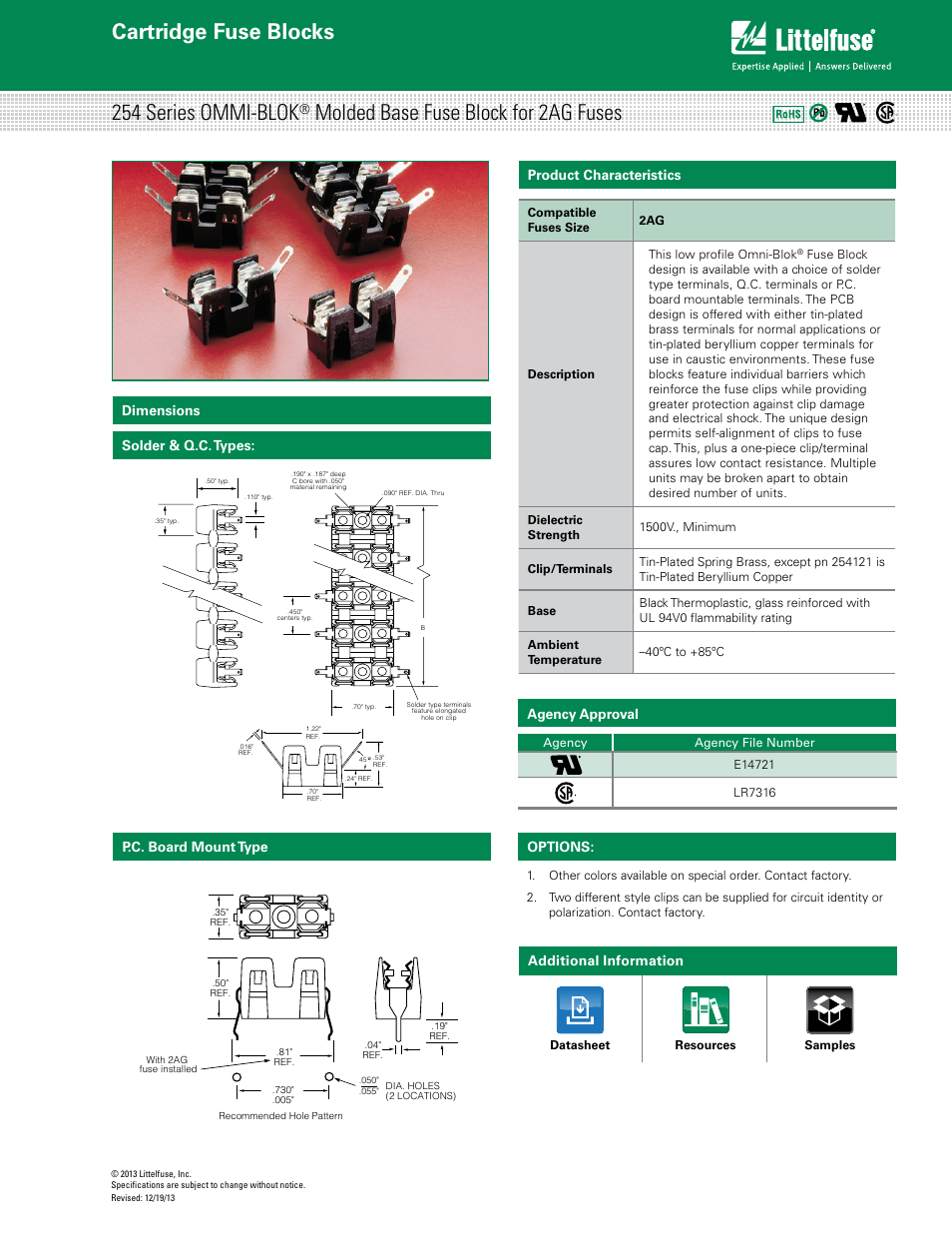 Littelfuse 254 Series User Manual | 2 pages
