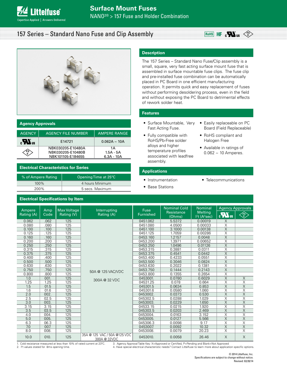 Littelfuse 157 Series User Manual | 3 pages