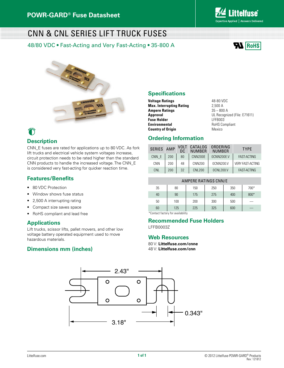 Littelfuse CNN Series User Manual | 1 page