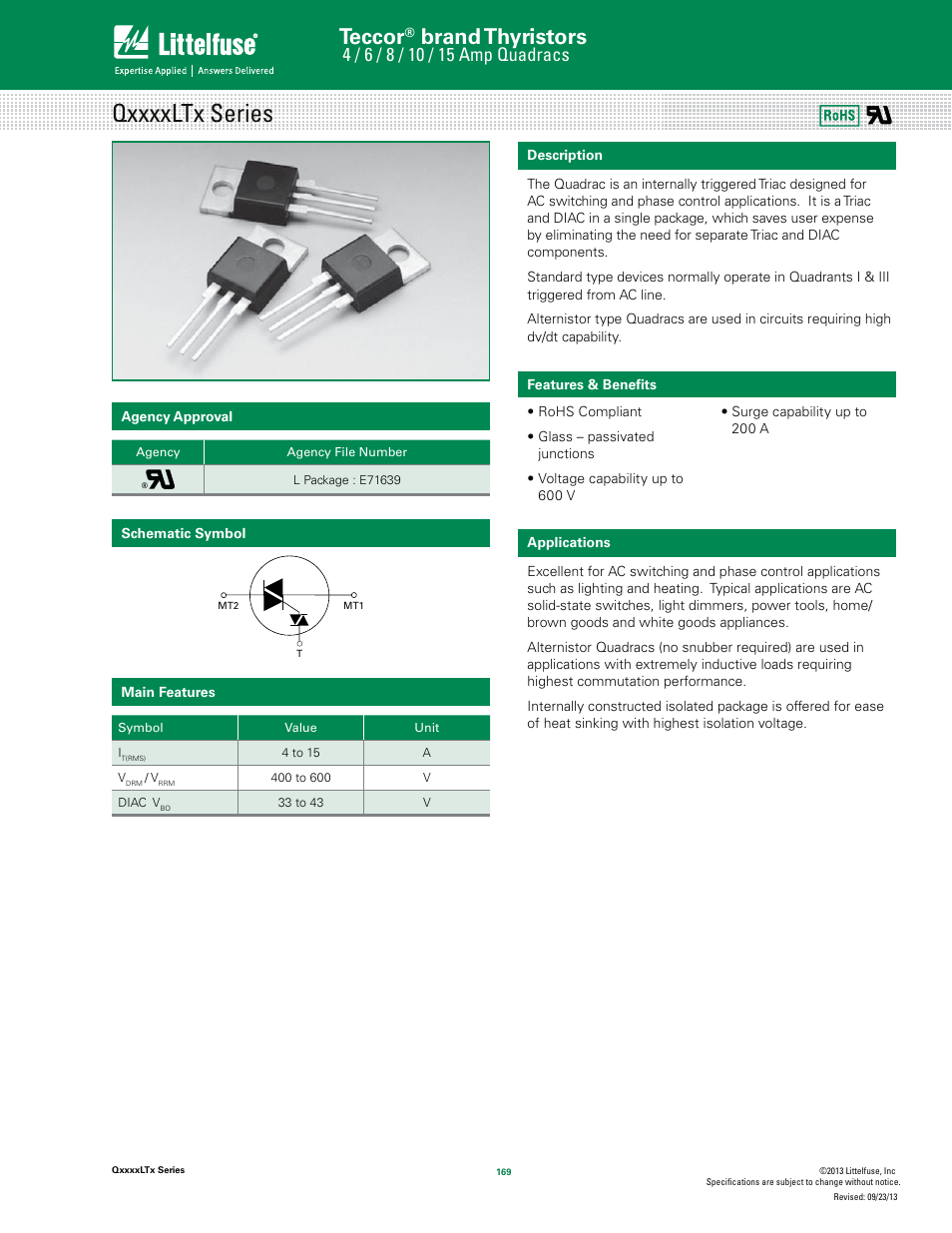 Littelfuse QxxxxLTx Series User Manual | 8 pages