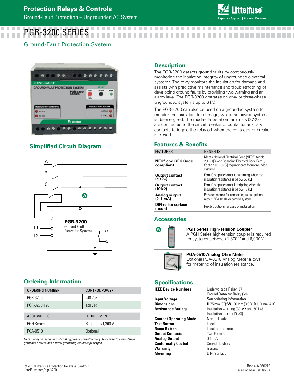 Littelfuse PGR-3200 Series User Manual | 1 page