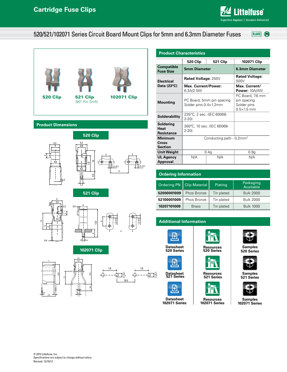 Littelfuse 521 Series User Manual | 1 page