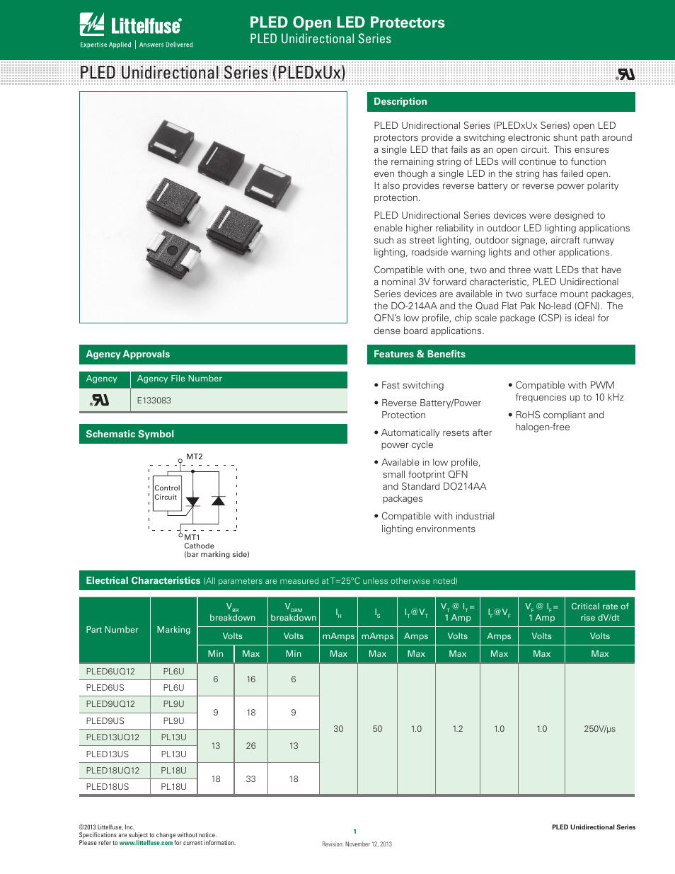 Littelfuse PLEDxUx Series User Manual | 6 pages