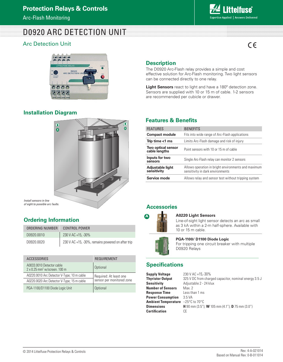 Littelfuse D0920 Series User Manual | 1 page