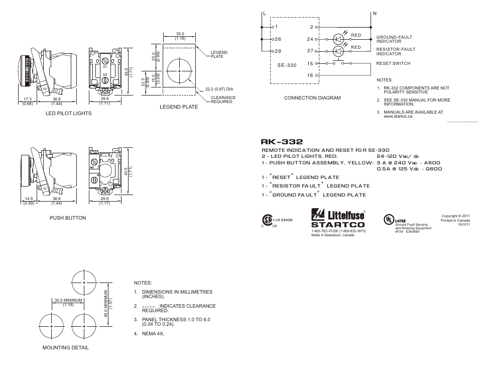 Littelfuse RK-332 Series User Manual | 1 page