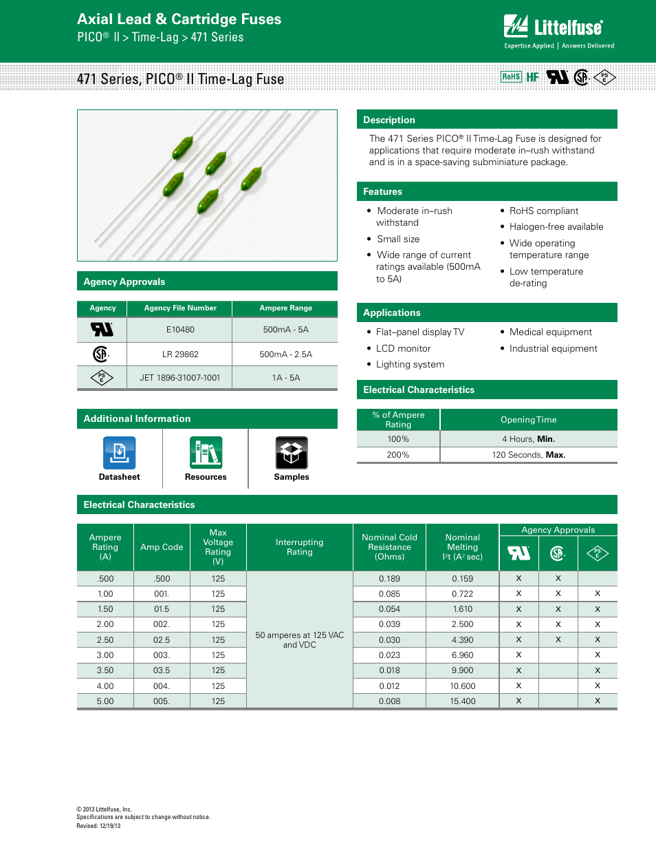 Littelfuse 471 Series User Manual | 3 pages